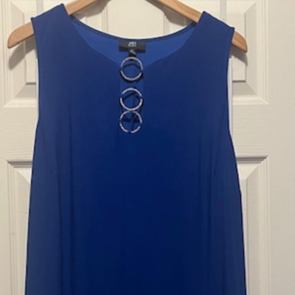 JBS Women 2X Royal Blue dress with faux diamond rings at neckline